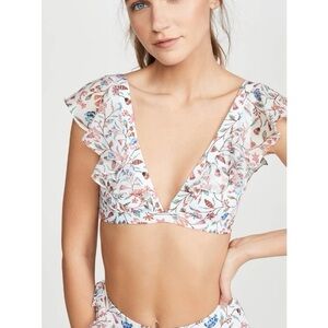 Shoshanna Floral Ruffle Bikini Top and High-Waisted Bottoms size S